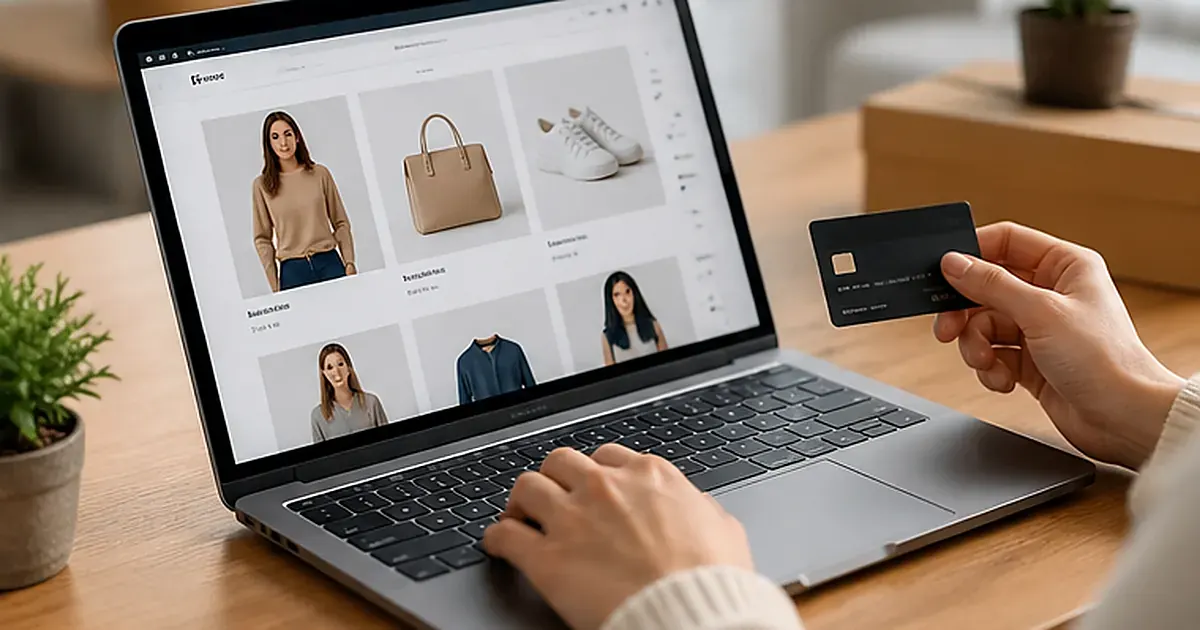 Online shopping experience on a laptop illustrating ecommerce product page SEO optimization