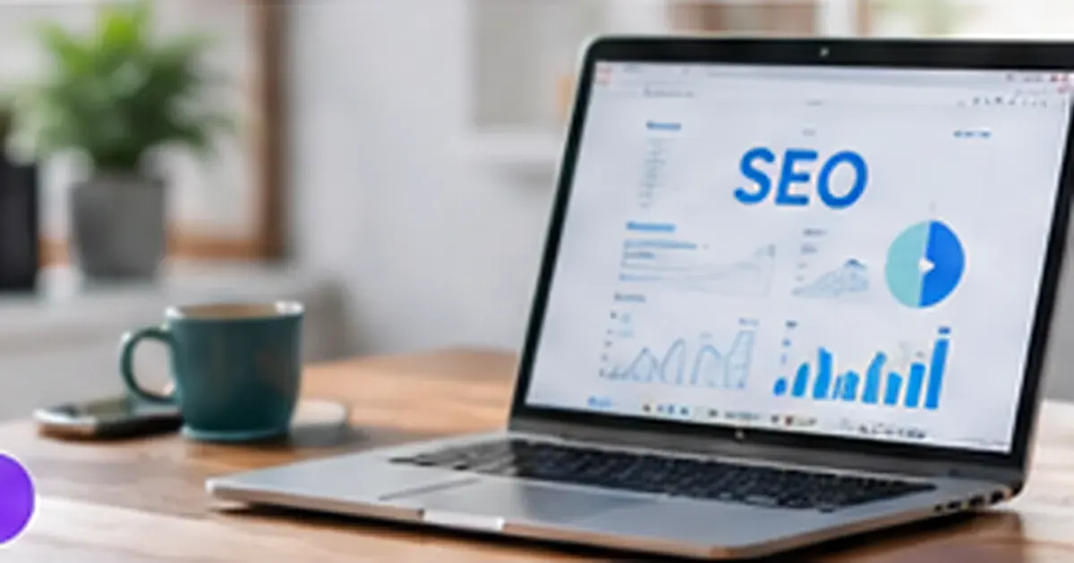 SEO analytics dashboard on a laptop illustrating a complete website SEO audit