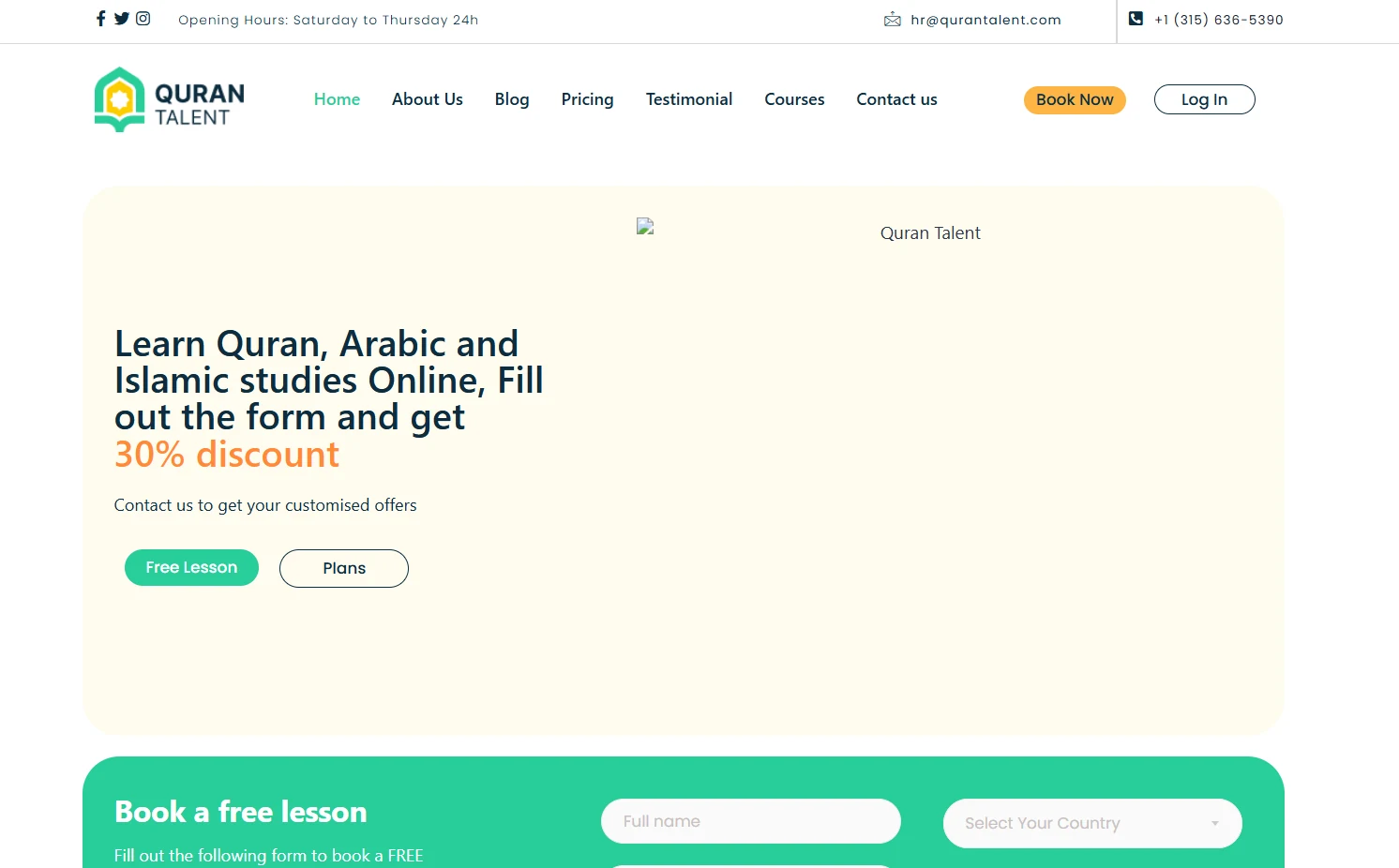 Quran Talent education website project by Site Bloomy